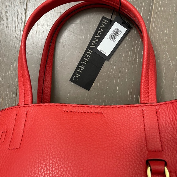 NWT* BANANA REPUBLIC Red Leather Mini Tote Bag - Picture 4 of 7